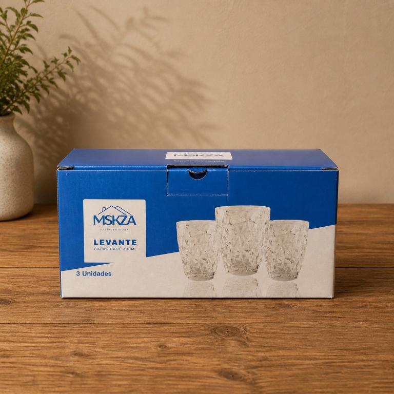 A Kit Copo de Vidro Rayan c/ 3 un 300 ml RYG8081, Caixa c/12 Kit, colocar no carrinho somente múltiplos da caixa.