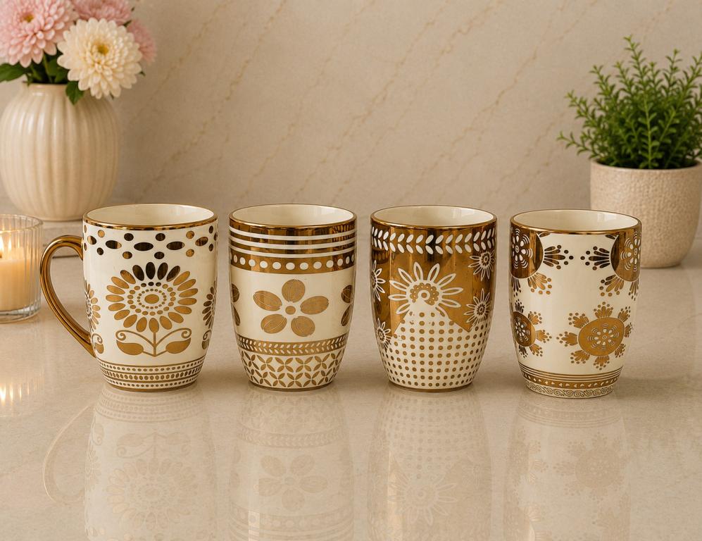 A Caneca de Porcelana Florais Dourados STR011, Caixa c/72 UN, colocar no carrinho somente múltiplos da caixa.