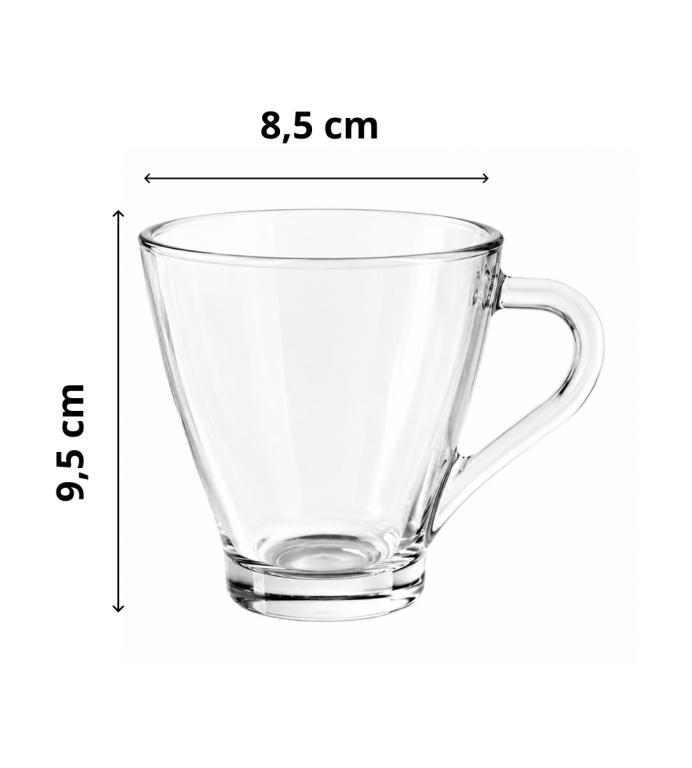 A Caneca de Vidro 270 ml 8,5L x 9,5a MS947, Caixa c/72 UN, colocar no carrinho somente múltiplos da caixa.