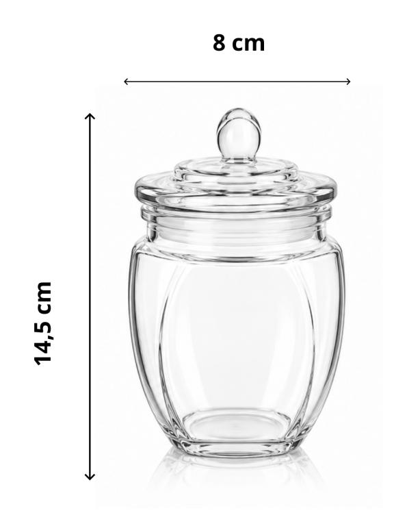 O Pote de Vidro para Armazenamento 14,5 x 8 cm MS953, Caixa c/ 48 UN, colocar no carrinho somente múltiplos da caixa.