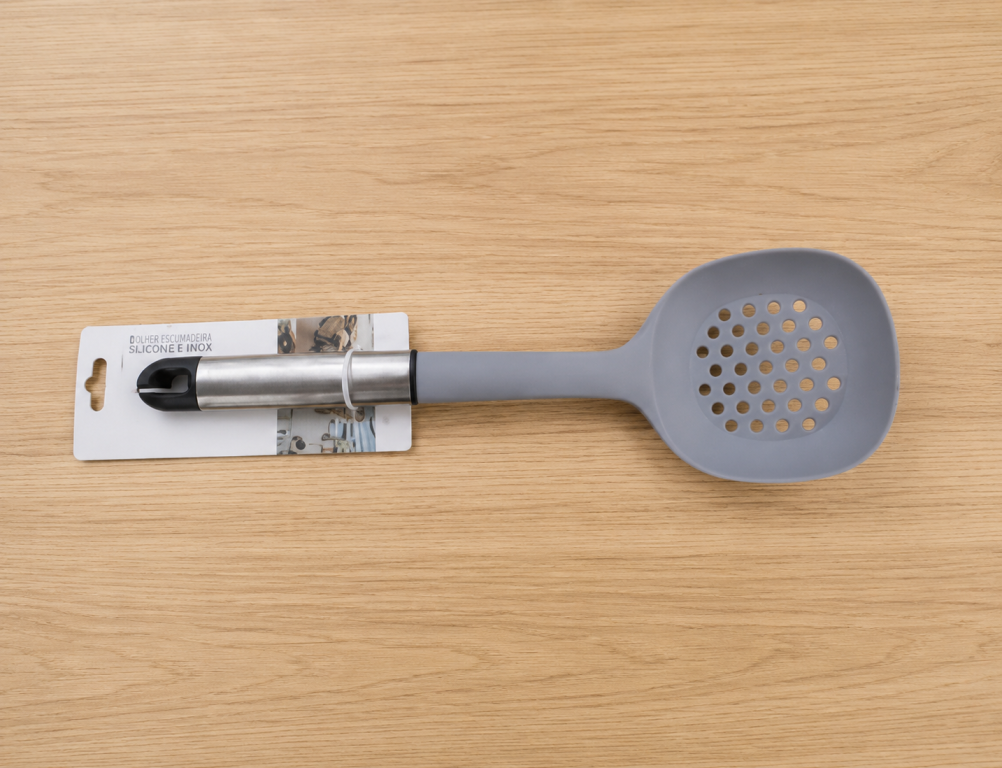 Q Espátula Perfurada de Inox 4300 + Silicone MS762, Pac c/12 UN, colocar no carrinho somente múltiplos do pac.