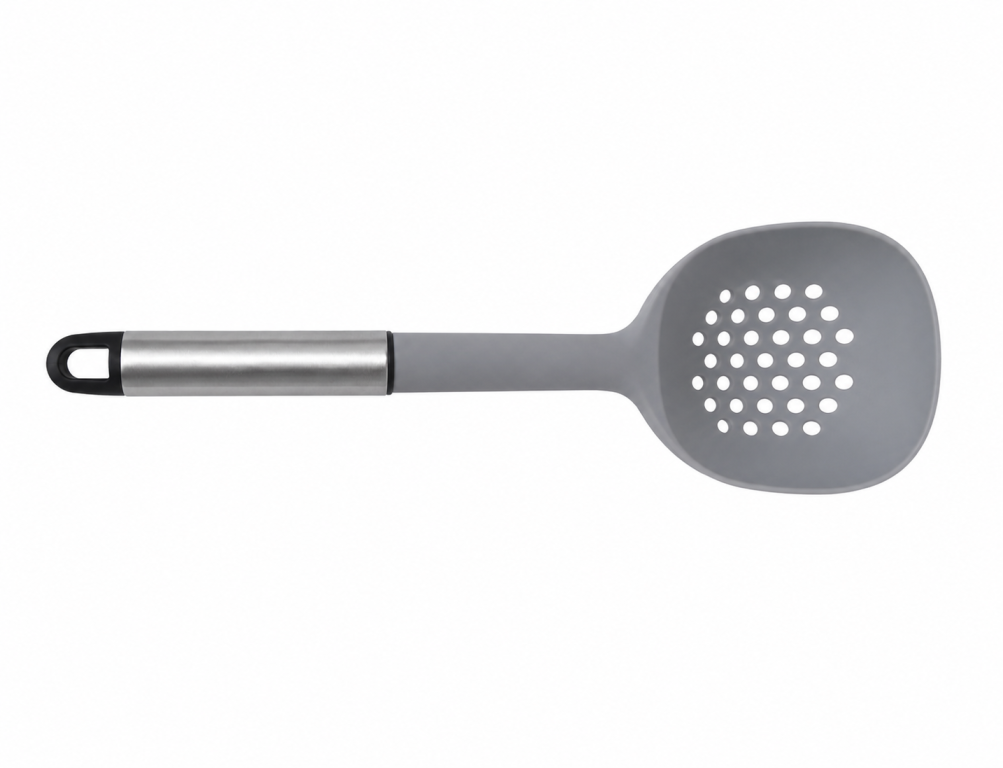 Q Espátula Perfurada de Inox 4300 + Silicone MS762, Pac c/12 UN, colocar no carrinho somente múltiplos do pac.