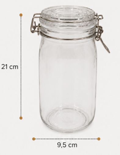 O Pote de Armazenamento de Vidro 9,5L x 21A 1,500L MS988, Caixa c/24 UN, colocar no carrinho somente múltiplos da caixa.