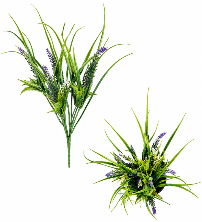 H Mini Buquê Lavanda c/ 5 Galhos cada 45 cm MS470 Pac c/ 12 UN, Colocar No Carrinho Múltiplos Do Pac.