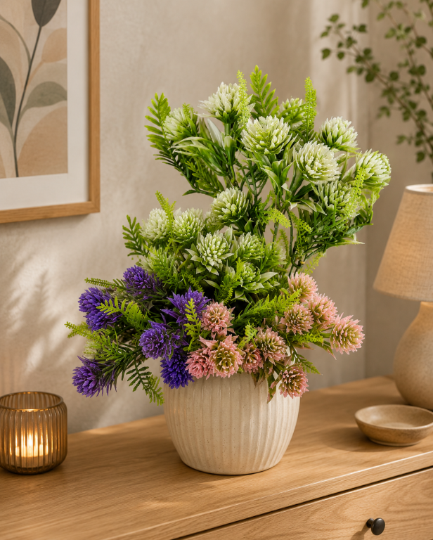 H Mini Buquê Planta c/ 5 Galhos cada 45 cm 3 opções de cores MS471 Pac c/ 12 UN, Colocar No Carrinho Múltiplos Do Pac.