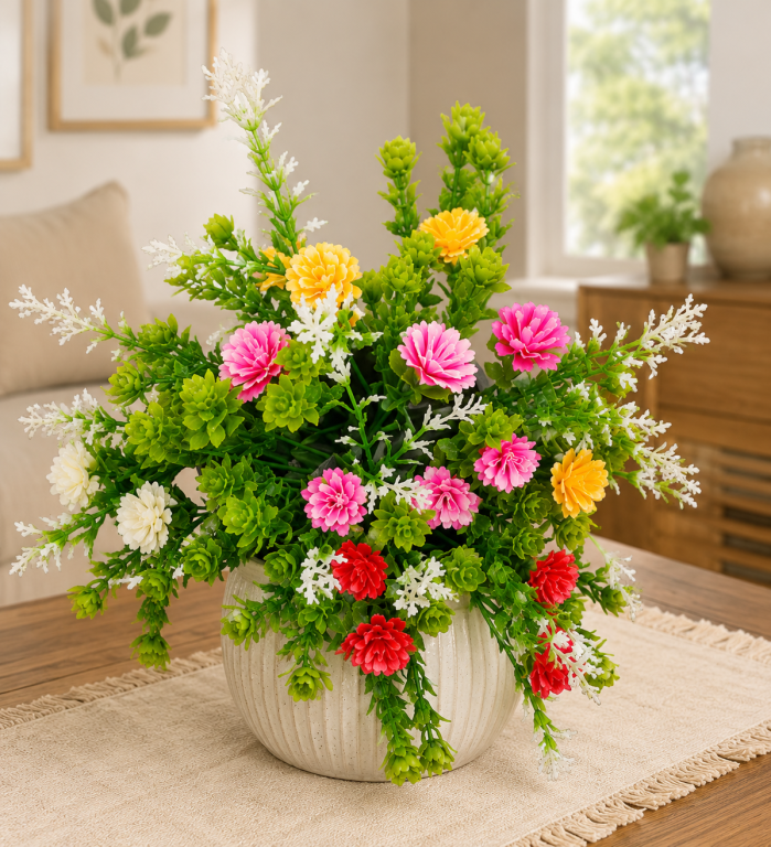 H Mini Buquê Flor c/ 5 Galhos cada 33 cm 4 opções de cores MS478 Pac c/ 12 UN, Colocar No Carrinho Múltiplos Do Pac.