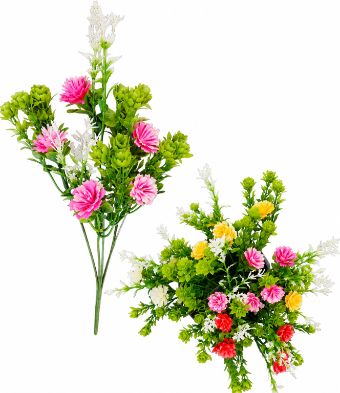 H Mini Buquê Flor c/ 5 Galhos cada 33 cm 4 opções de cores MS478 Pac c/ 12 UN, Colocar No Carrinho Múltiplos Do Pac.