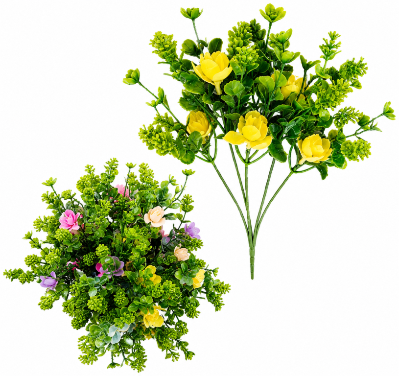 H Mini Buquê Flor c/ 5 Galhos cada 32 cm 5 opções de cores MS479 Pac c/ 12 UN, Colocar No Carrinho Múltiplos Do Pac.