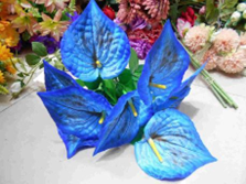 H Flor Artificial Azul  c/10 Galhos+10 Flores+10 Folhas Serigrafiadas 42cm MS494 Colocar No Carrinho Múltiplos Da Caixa
