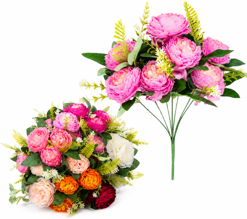 H Mini Buquê Rosa c/ 7 Galhos cada 35 cm MS438 Pac c/ 12 UN, Colocar No Carrinho Múltiplos Do Pac.