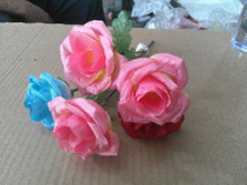 H Flor Artificial Pink Cherry c/ 5 Flores + 3 Folhas 31 cm MS417