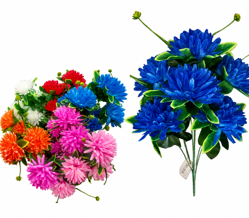 H Mini Buquê Crisantemo c/14 Flores 7 Folhas 2 Acessórios 44cm MS483 Pac c/ 12 UN, Colocar No Carrinho Múltiplo Do Pac
