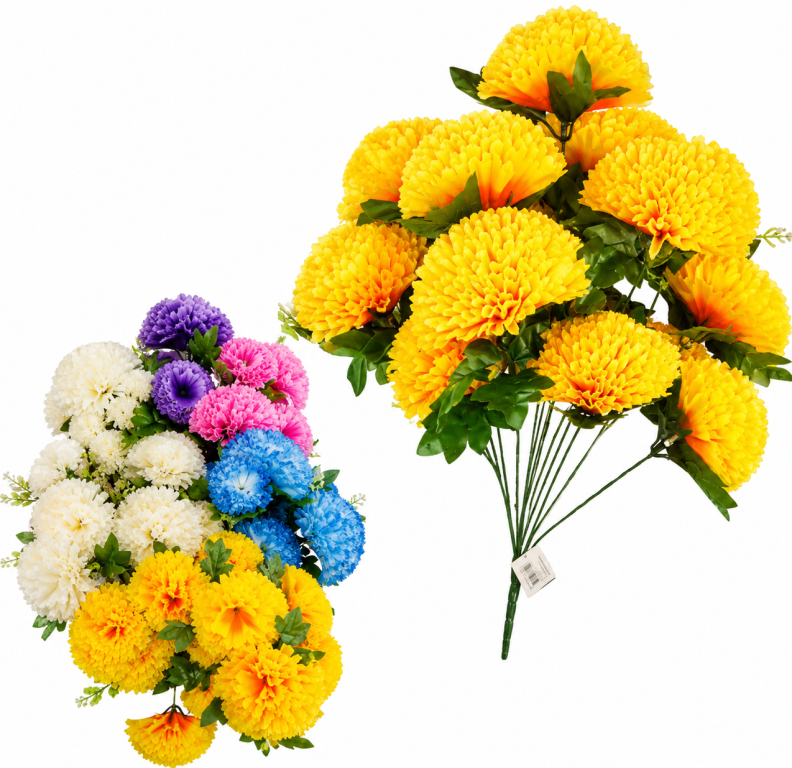 H Mini Buquê c/18Galhos 18 Flores 18Folhas 6 Acessórios 61cm MS492 Pac c/ 12UN,Colocar No Carrinho Múltiplos Do Pac