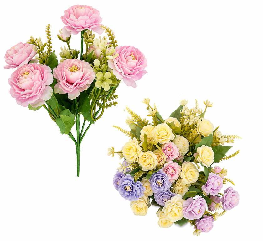 H Mini Buquê Rosa c/ 6 Flores cada 30 cm MS345 Pac c/ 12 UN, Colocar No Carrinho Múltiplos Do Pac.