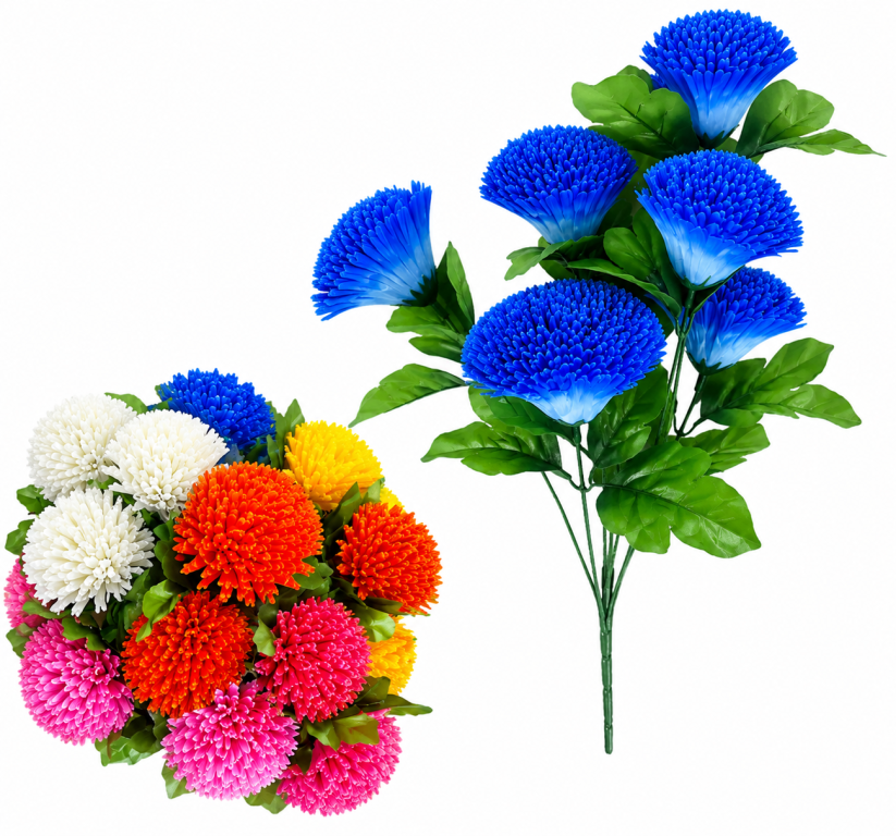 H Mini Buquê Cravo c/ 7 Flores 7 Folhas cada 50 cm MS506 Pac c/ 12 UN, Colocar No Carrinho Múltiplos Do Pac.