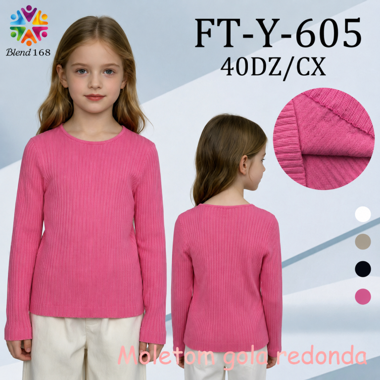 A Blusa Infantil De Tricô Canelado FT-Y-605 Diversas Cores Pac C/12 UN, Colocar no Carrinho Somente Multiplos do Pac.