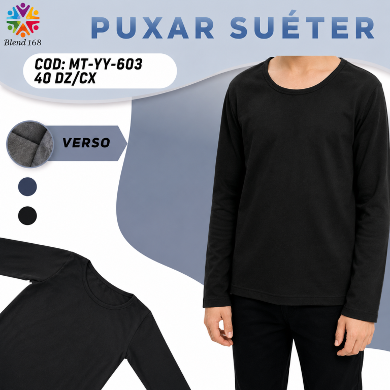 A Blusa Térmica Infantil MT-YY-603 Preto,Azul Pac C/ 12 UN, Colocar no Carrinho Somente Multiplos do Pac.