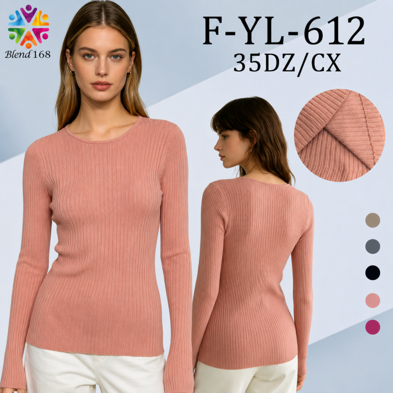 B Blusa Canelada Feminina Manga Longa F-YL-612 Diversas Cores Pac C/ 12 UN, Colocar no Carrinho Somente Multiplos do Pac