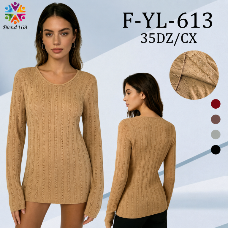 B Blusa Feminina Tricot Canelado F-YL-613 Diversas Cores Pac C/ 12 UN, Colocar no Carrinho Somente Multiplos do Pac.
