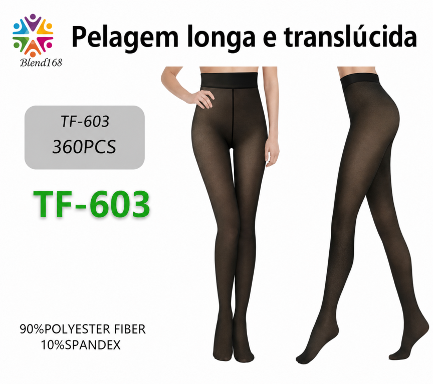 C Meia Calça Térmica  Peluciada Translúcida Longa TF-603 Pac C/12 UN, Colocar no Carrinho Somente Multiplos do Pac.