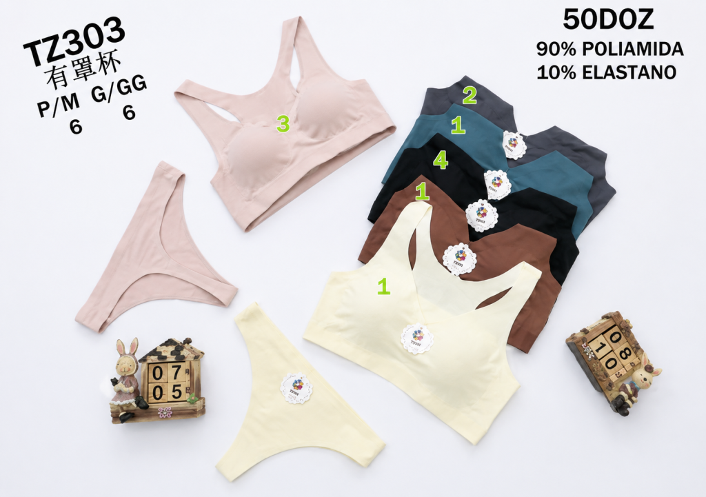 D Conjunto Top/sutiã + Calcinha Fio Mod:TZ303 Diversas Cores Pac C/12 UN, Colocar no Carrinho Somente Multiplos do Pac.