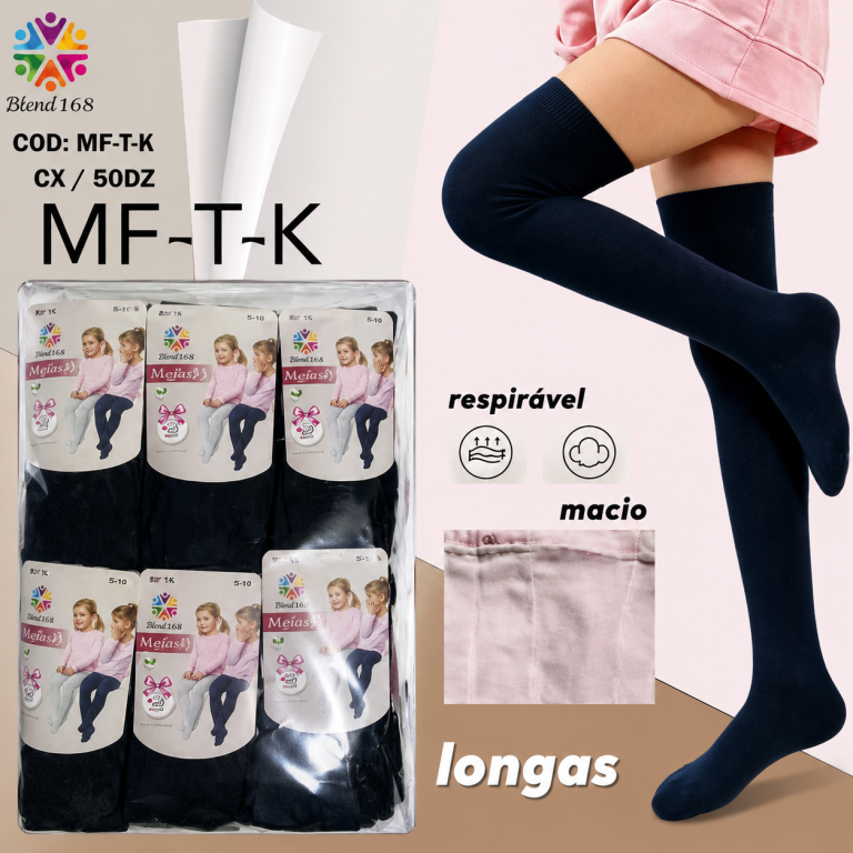 J - Meia Infantil Macia Cano Longo Preto MF-T-K  Pac C/12 UN, Colocar no Carrinho Somente Multiplos do Pac.