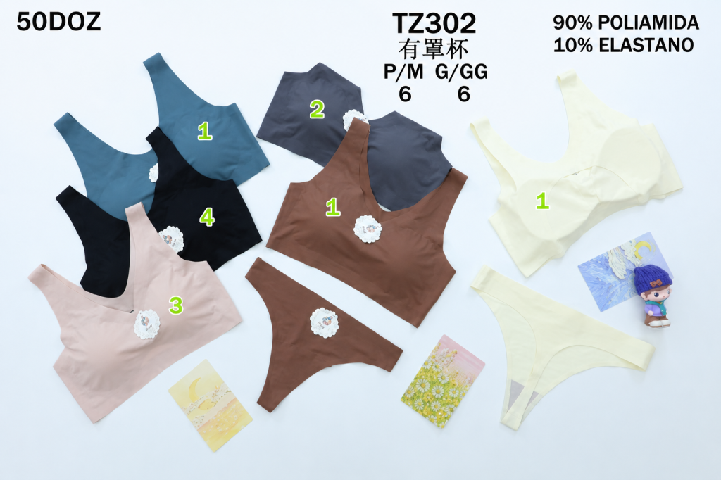 D Conjunto Top/sutiã+Calcinha Fio Diversas Cores MOD:TZ302 Pac C/12 UN, Colocar no Carrinho Somente Multiplos do Pac.