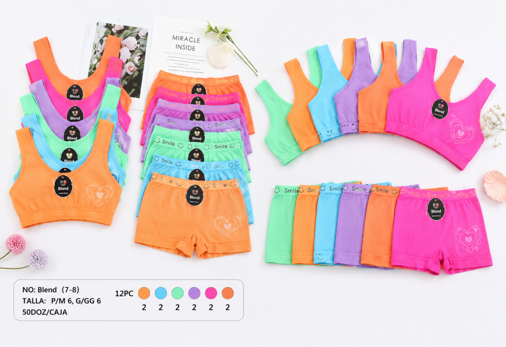 D Conjunto Top Short Modelo Bland 7-8 Pac Diversas Cores C/12 UN, Colocar no Carrinho Somente Multiplos do Pac.