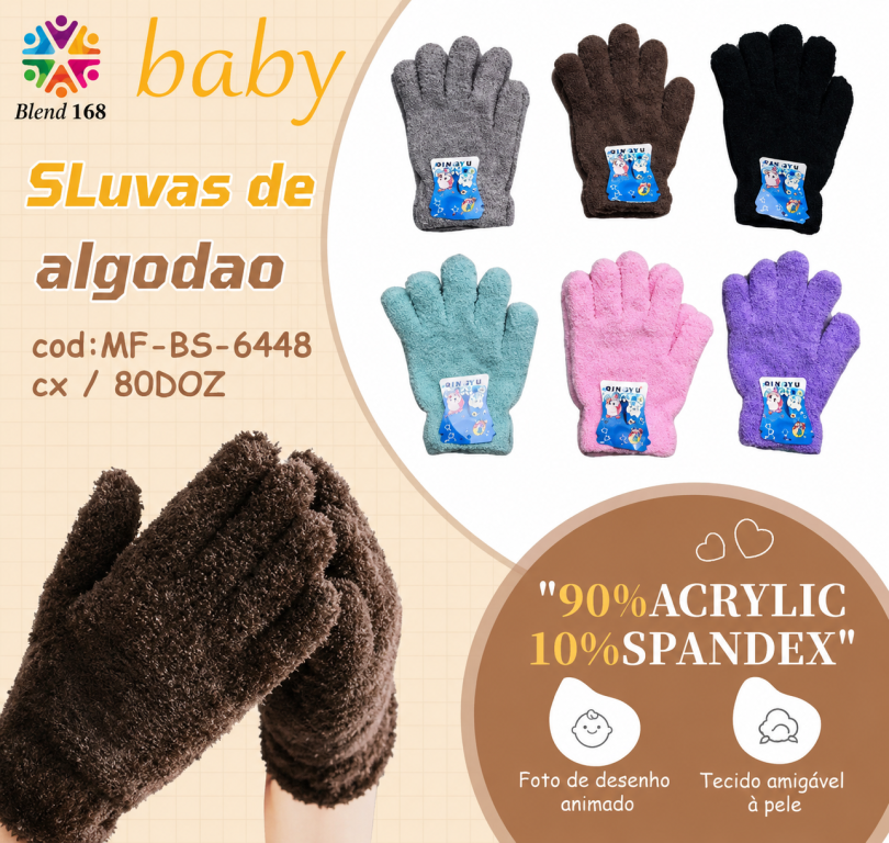 F Luva Baby Soft Peluciada MF-BS-6448 Diversas Cores Pac C/12, Colocar no Carrinho Somente Multiplos do Pac.
