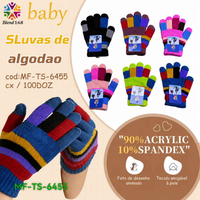 F Luva Infantil Arco-Íris MF-TS-6455 Diversas Cores Pac C/12, Colocar no Carrinho Somente Multiplos do Pac.