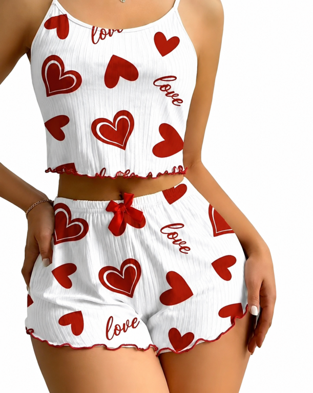 I Conjunto Baby Doll Feminino Estampa Corações Love SY-007  Pac C/12 Conj, Colocar no Carrinho Somente Multiplos do Pac