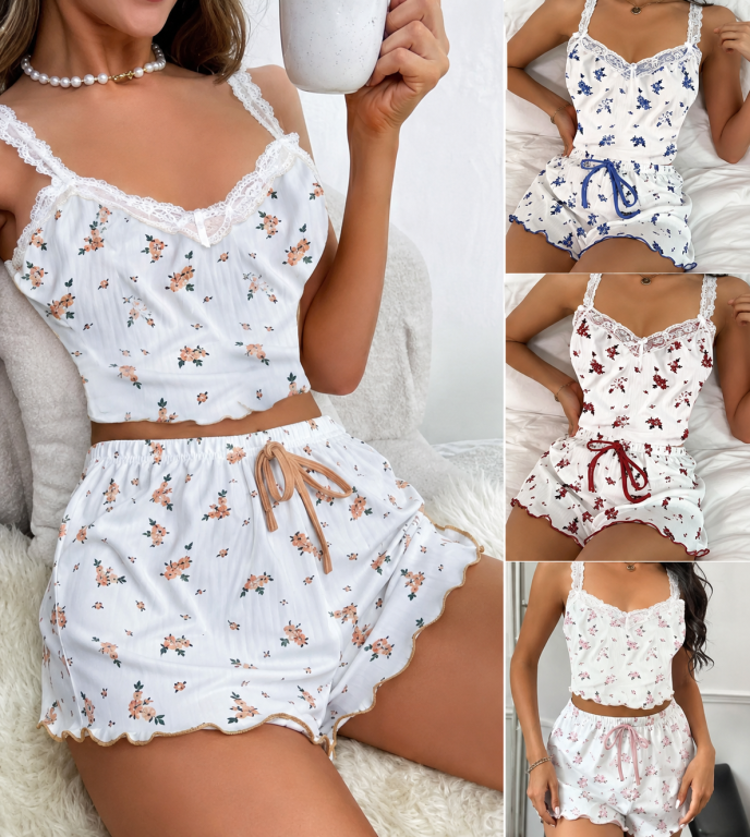 I Conjunto Baby Doll Feminino Floral Delicado SY-009 Diversas Cores Pac C/12 Conj , Colocar no Carrinho Somente Multiplo