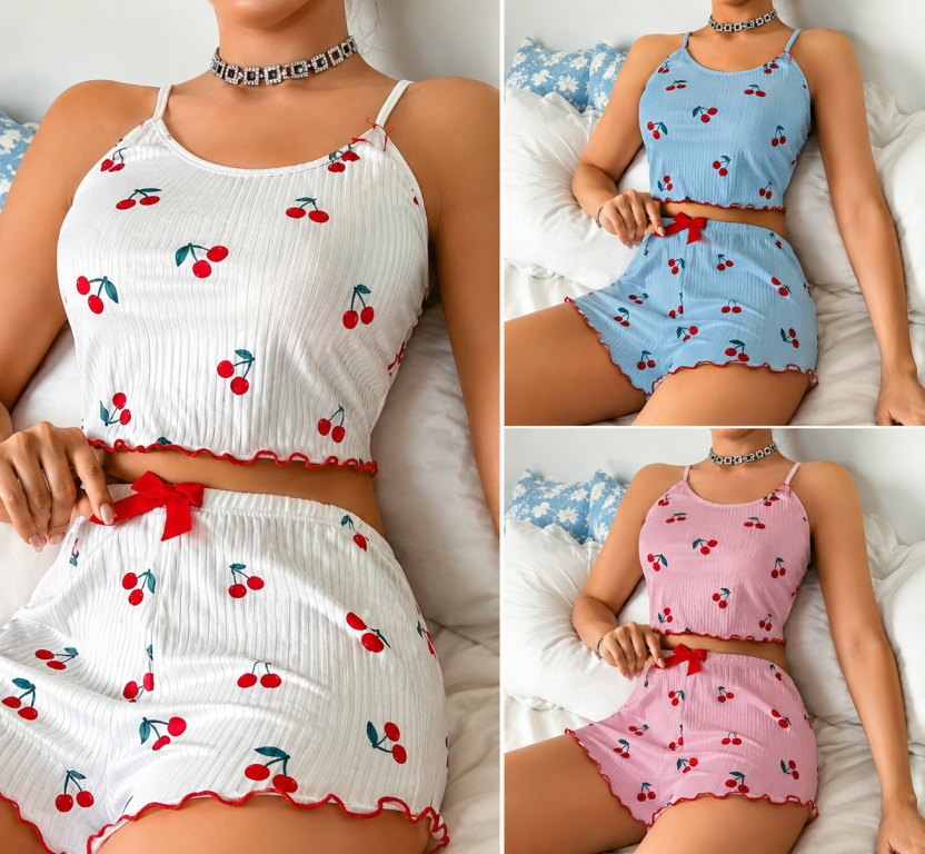 I Conjunto Baby Doll Cherry Love SY-014 Diversas Cores Pac C/12 Conj, Colocar no Carrinho Somente Multiplos do Pac.