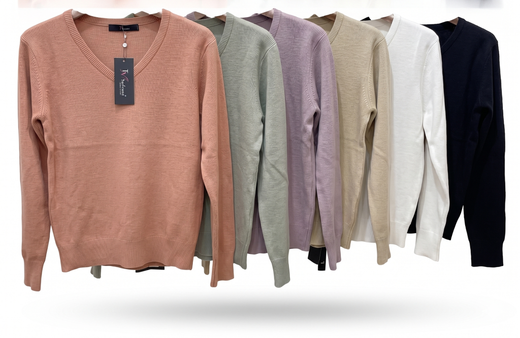 B Blusa Tricot Fem Ad 69,64% Viscose 30,36% Poliester Div Cores CX/48UN.*Coloque No Carrinho Somente Múltiplos Da Caixa*