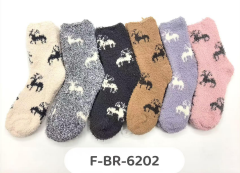 J - Meia Feminina Peluciada Rena de Inverno F-BR-6202 Diversas Cores Pac C/12, Colocar no Carrinho Somente Multiplos