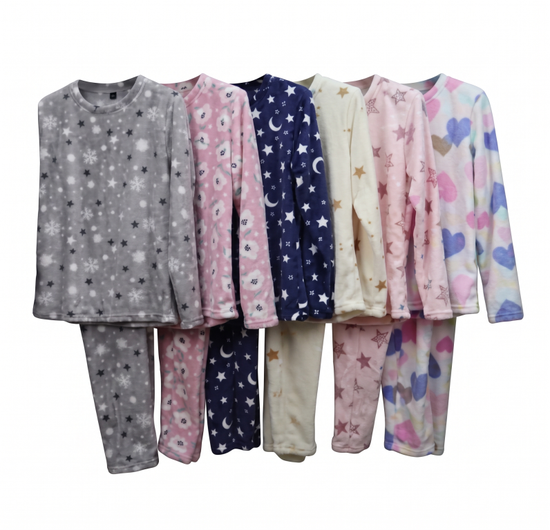 S Conjunto Pijama Fem Ad 100% Poliester Div Cores CX/30UN. *Coloque No Carrinho Somente Multiplos Da Caixa*