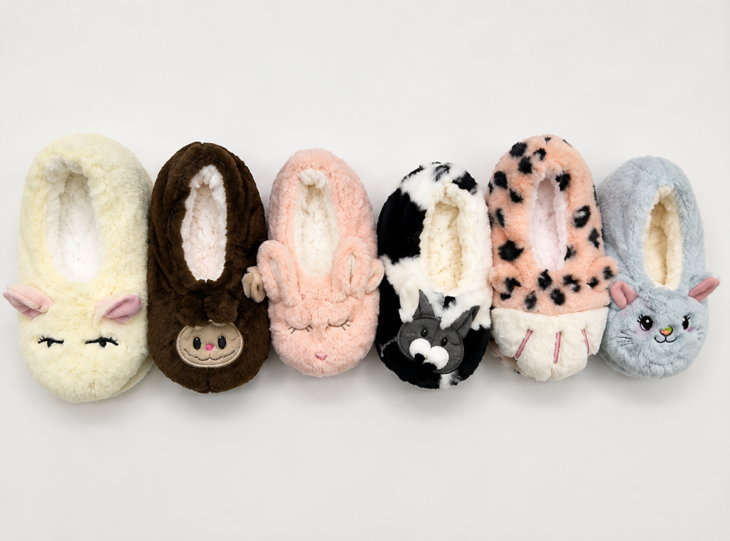 J - Pantufa Feminina Safari de Pelúcia MF-DX-6214 Diversas Cores Pac C/12, Colocar no Carrinho Somente Multiplos.