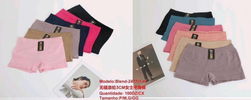 D - Cueca Feminina Boxer Blend-2477(1-4) Diversas Cores Pac C/ 12 UN, Colocar no Carrinho Somente Múltiplos do Pac.