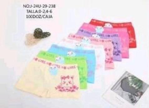 D - Cueca Feminina Boxer Infantil J-24U-29-238 Diversas Cores Pac C/12 UN, Colocar no Carrinho Somente Múltiplos do Pac