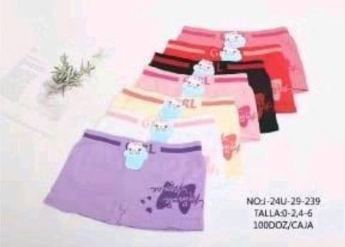 D - Cueca Feminina Boxer Infantil J-24U-29-239 Diversas Cores Pac C/12 UN, Colocar no Carrinho Somente Múltiplos do Pac