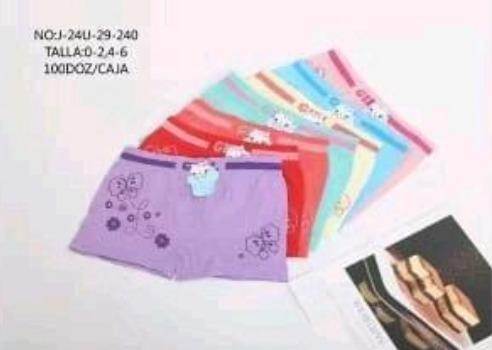 D - Cueca Feminina Boxer Infantil J-24U-29-240 Diversas Cores Pac C/12 UN, Colocar no Carrinho Somente Múltiplos do Pac