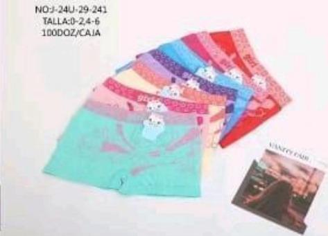 D - Cueca Feminina Boxer Infantil J-24U-29-241 Diversas Cores Pac C/12 UN, Colocar no Carrinho Somente Múltiplos do Pac