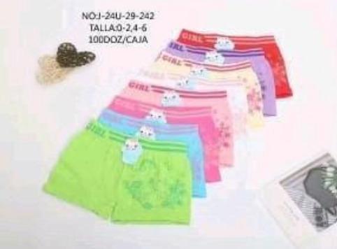 D - Cueca Feminina Boxer Infantil J-24U-29-242 Diversas Cores Pac C/12 UN, Colocar no Carrinho Somente Múltiplos do Pac