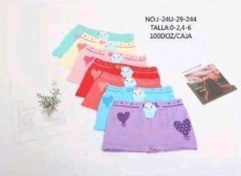 D - Cueca Feminina Boxer Infantil J-24U-29-244 Diversas Cores Pac C/12 UN, Colocar no Carrinho Somente Múltiplos do Pac