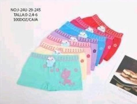 D - Cueca Feminina Boxer Infantil J-24U-29-245 Diversas Cores Pac C/12 UN, Colocar no Carrinho Somente Múltiplos do Pac