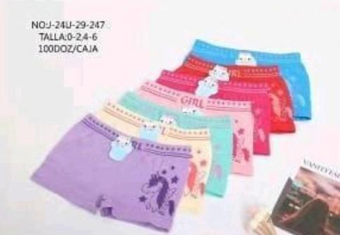 D - Cueca Feminina Boxer Infantil J-24U-29-247 Diversas Cores Pac C/12 UN, Colocar no Carrinho Somente Múltiplos do Pac