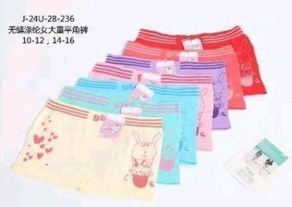 D - Cueca Feminina Infantil Boxer J-24U-28-236 Diversas Cores Pac C/12 UN, Colocar no Carrinho Somente Múltiplos do Pac