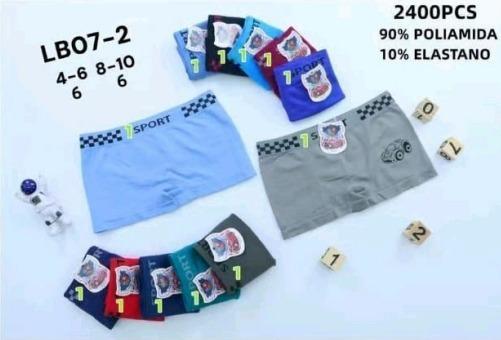 D - Cueca Masculina Infantil Boxer LB07-2 Diversas Cores Pac C/12 UN, Colocar no Carrinho Somente Múltiplos do Pac