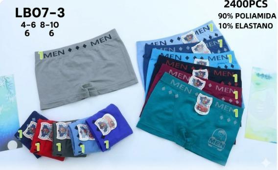 D - Cueca Masculina Infantil Boxer LB07-3 Diversas Cores Pac C/12 UN, Colocar no Carrinho Somente Múltiplos do Pac