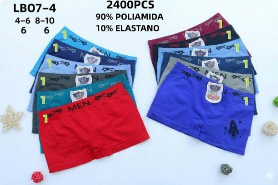 D - Cueca Masculina Infantil Boxer LB07-4 Diversas Cores Pac C/12 UN, Colocar no Carrinho Somente Múltiplos do Pac